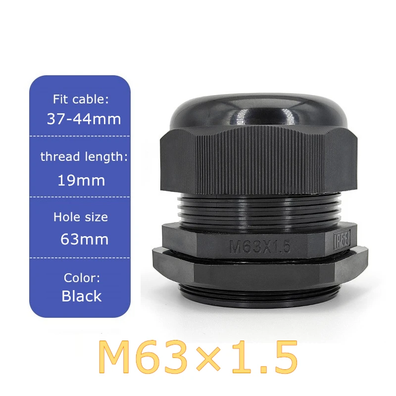 Anti Bending Cable Gland Thread Wire Lock Metal Cable Grips Passes Electric Cables Press Passes Rubber Cables 1 Via M63 Wires