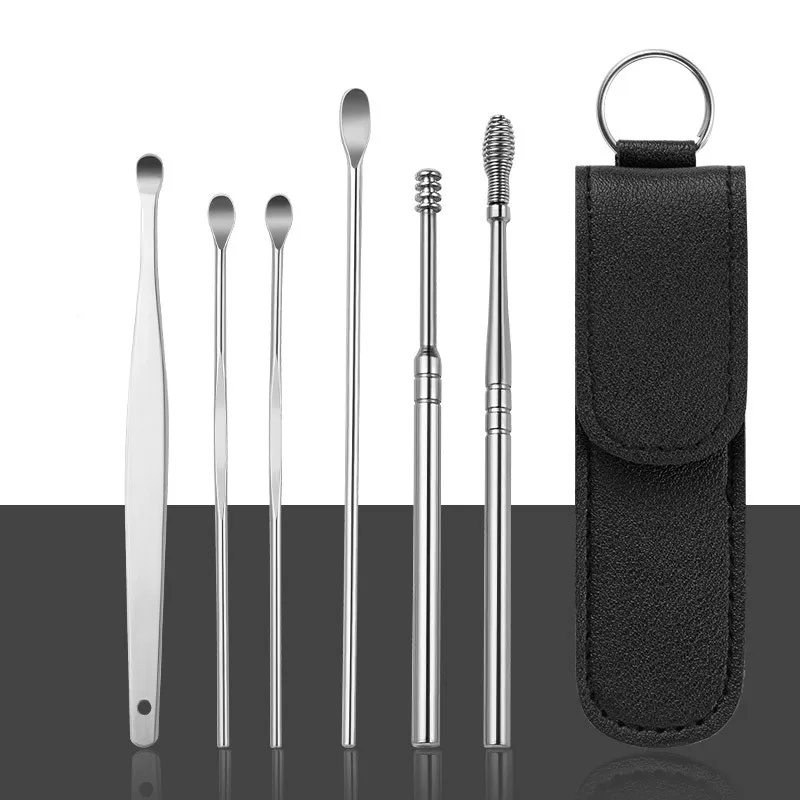 6pcs/pack Ear Wax Removal Cleaner Tool Stainless Kit Ear Pick Set