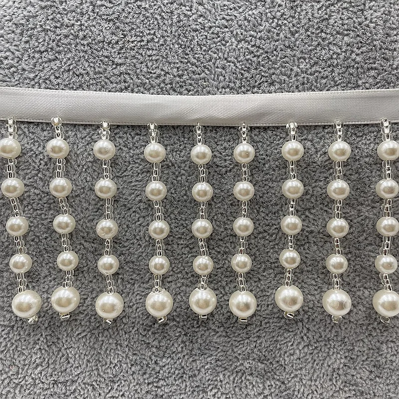 10 yards Multi-layers Pearls Tassel Lace Bands DIY Costume Shoes Bag Headwear Decoration Pearl beading DIY Apparel Accessories