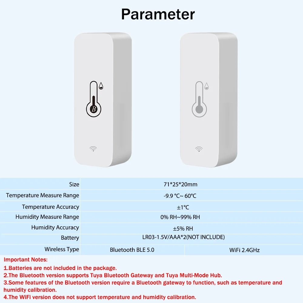 Tuya Smart WiFi Temperature Humidity Sensor Indoor Hygrometer BT-Compatible APP Remote Control Works With Alexa Google Home