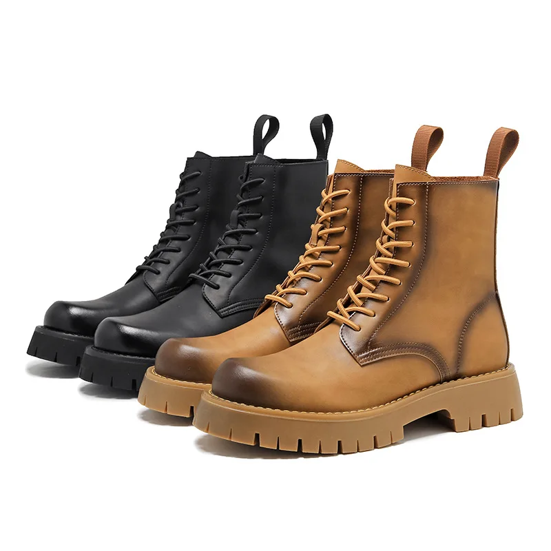 Vintage Genuine Leather Fashion Men Casual Boots Vintage Style Boots