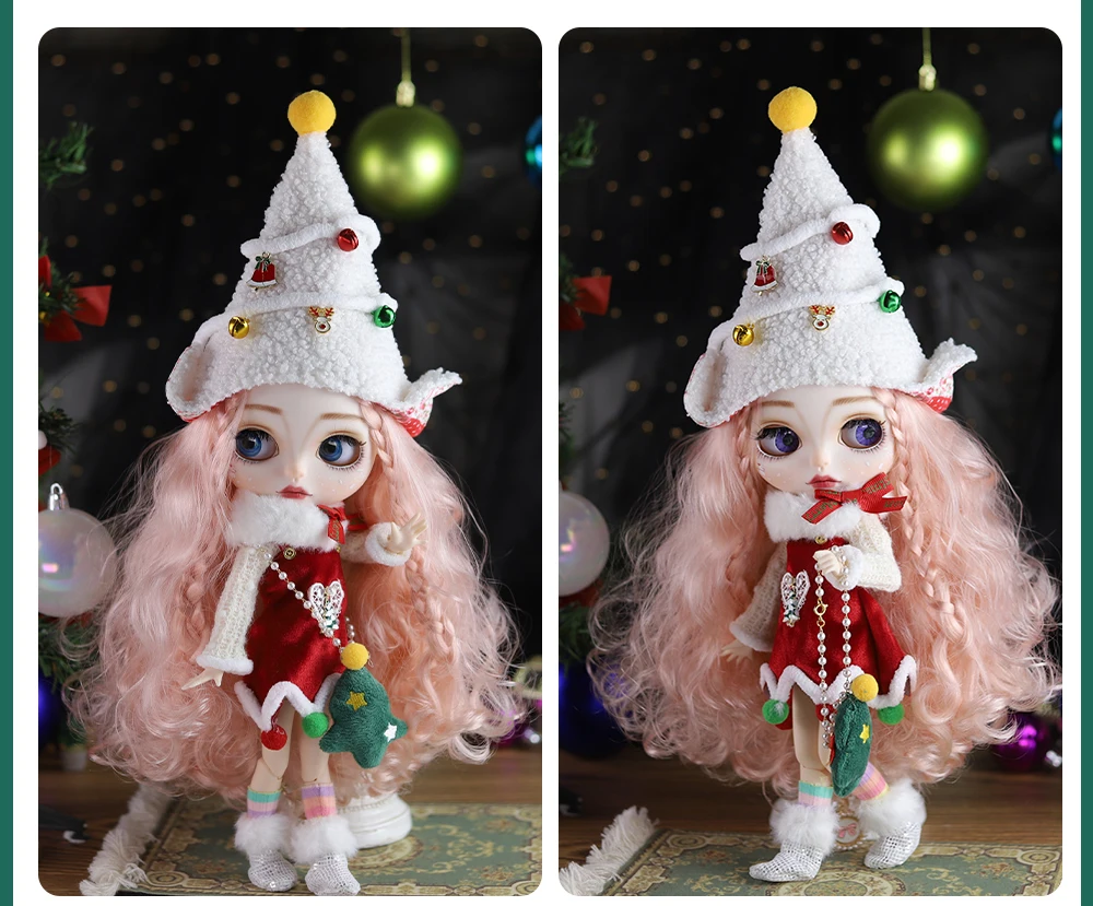 Kristina Christmas – Premium Custom Neo Blythe Doll with Pink Hair, White Skin & Matte Cute Face 14