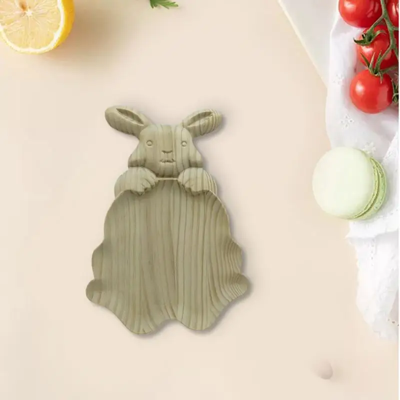 Easter Wooden Serving Tray Bunny Dessert Plate Easter Wooden Serving Plates Rustic Decorative Charcuterie Board For Parties 2