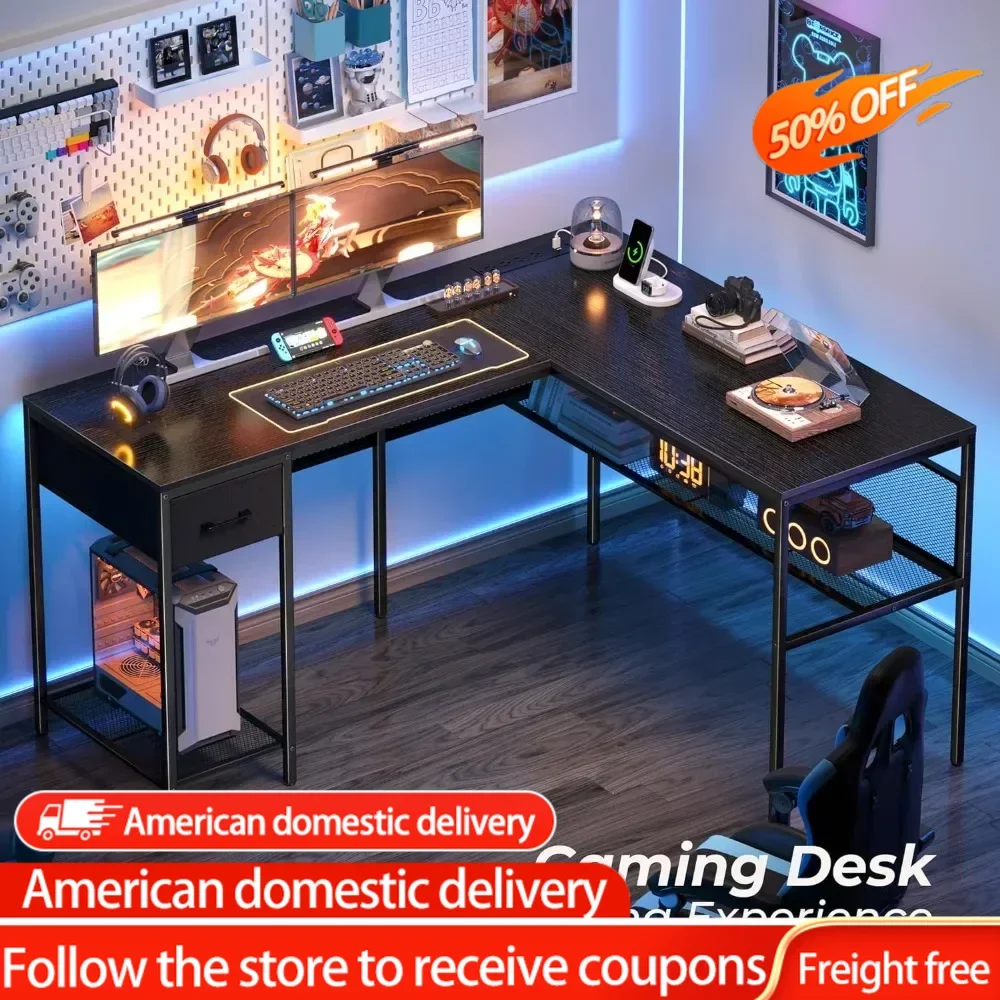 Reversible Corner Desk With Grid Storage Bookshelf Home Office Desk Height Adjustment Table for Laptop Bed Black Freight Free i8hgb tuya wifi intelligent temperature controller thermostat backlight brightness automatic adjustment home away mode mobilephone app remotes control compatible with alexa google home voice control