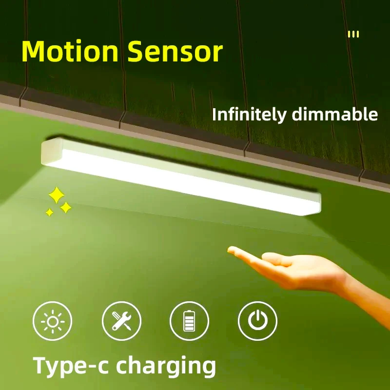 Under Cabinet Lights USB Rechargeable Kitchen Cupboard Night Light Under Counter Closet Lighting Motion Detector Night Light