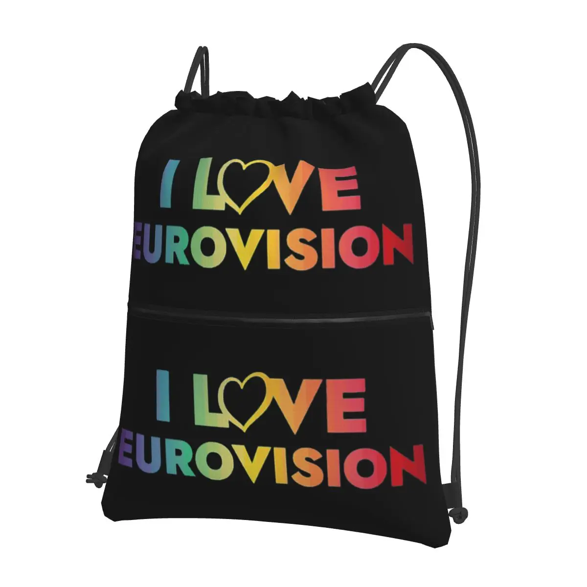 

I Love Eurovision Portable Backpacks Drawstring Bag Fashion Drawstring Bundle Pocket Shoes Bags For School Students