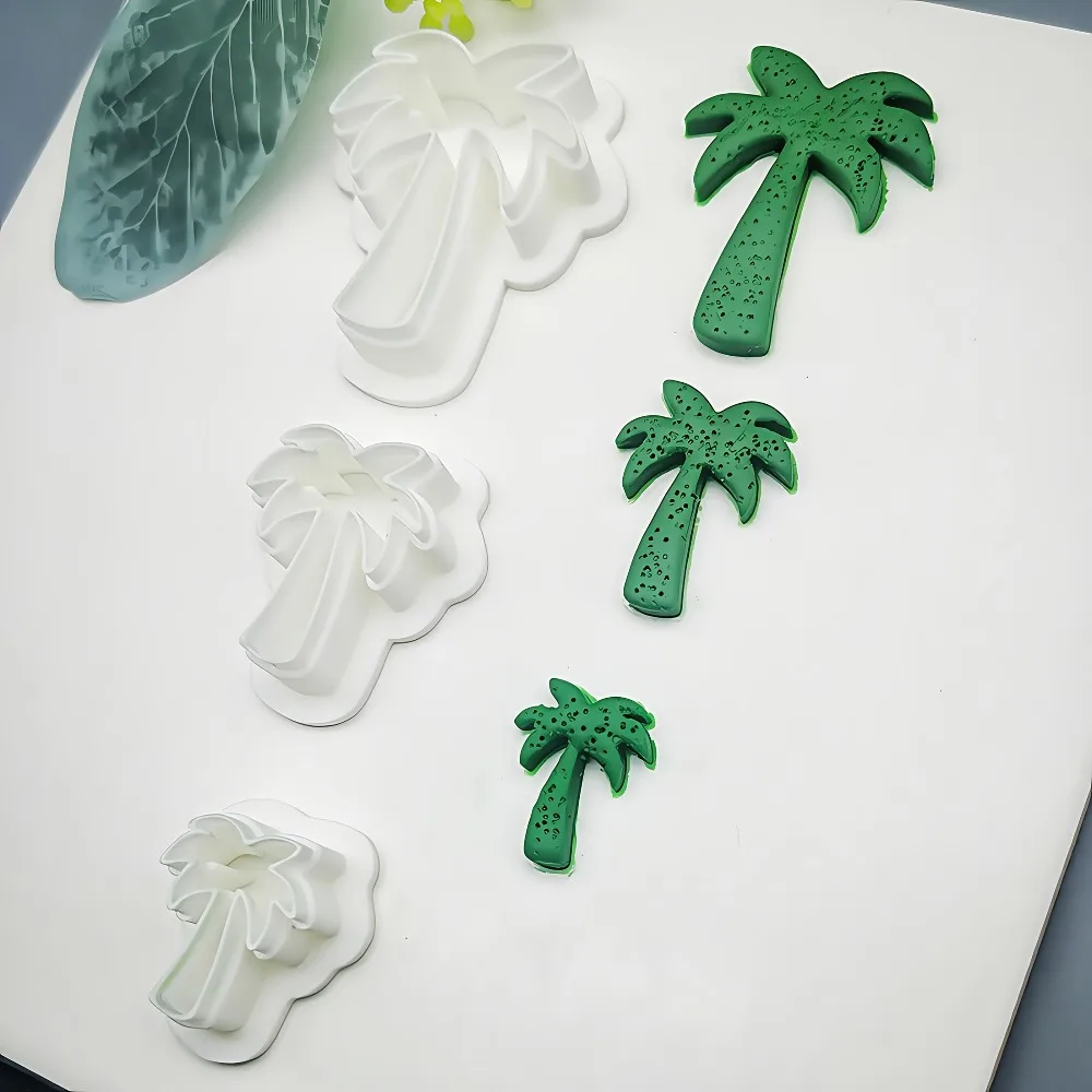 3Pcs 여름 야자수 폴리머 클레이 커터 세트 DIY 귀걸이 쥬얼리 만들기를 위한 열대 야자수 금형