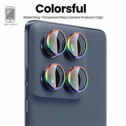 Premium Aluminum Alloy Ring Camera Protector with Tempered Glass Rear Lens Cover - Edge 60s Pro 5G (Colorful - 03)