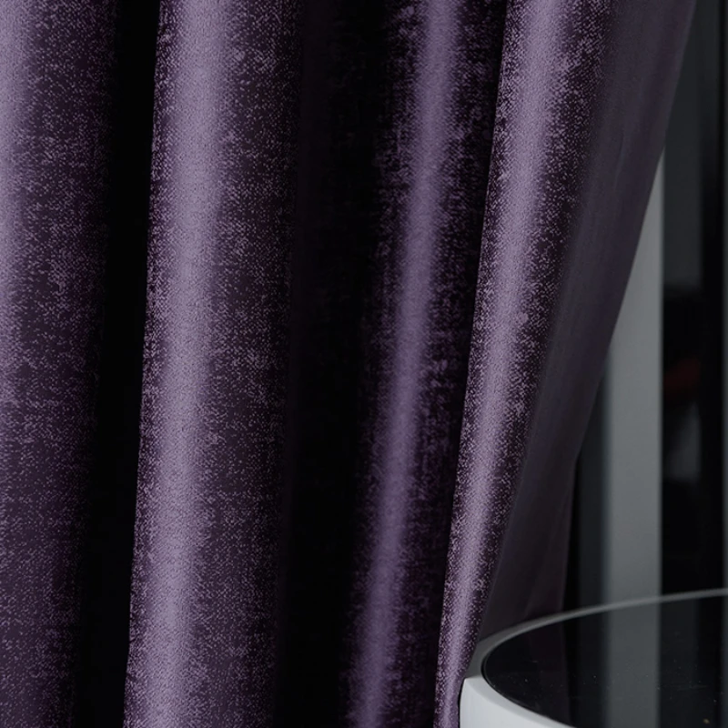 

Purple Curtains Modern Light Luxury Environmental Protection Solid Color Blackout Curtains for Living Dining room Bedroom Custom
