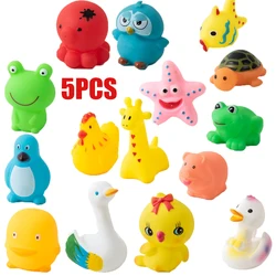 10 Pcs/set Baby Bath Toys Finding Fish Kids Float Spray Water Squeeze Aqua Soft Rubber Bathroom Play Animals Bath Figure Toy