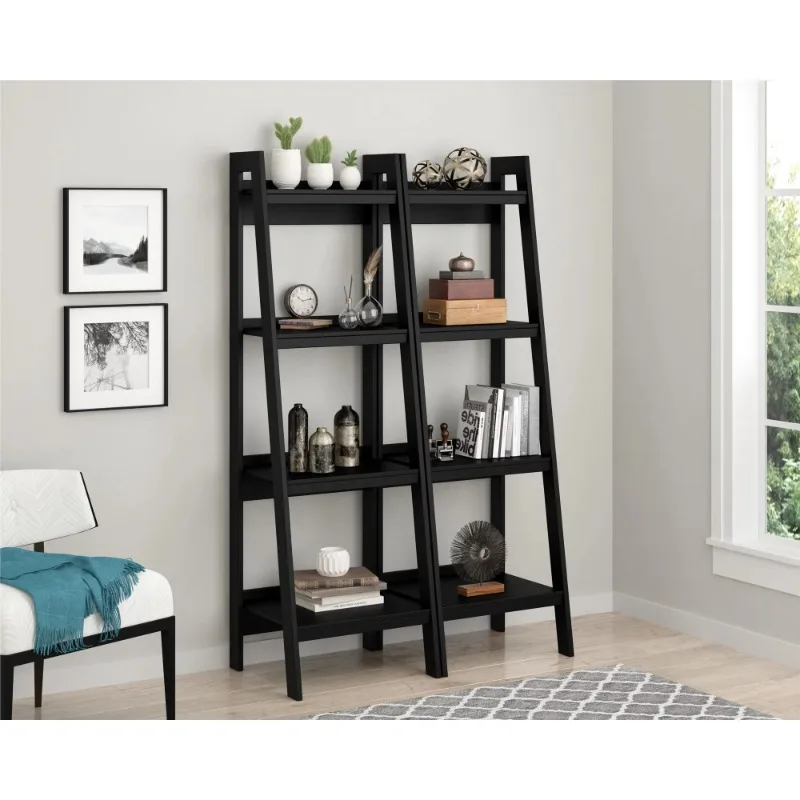 

Bookshelves Home Hayes 4 Shelf Ladder Bookcase Bundle, Black