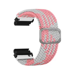 Braided Nylon Elastic Wristband Bracelet 20mm/22mm/26mm - 22mm  Garmin (Pink White)