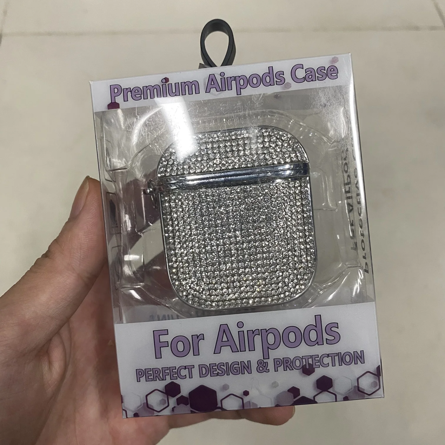 Deluxe Plated Sparkling Diamond Headphone Case with Keychain - Shockproof Earphone Cover
