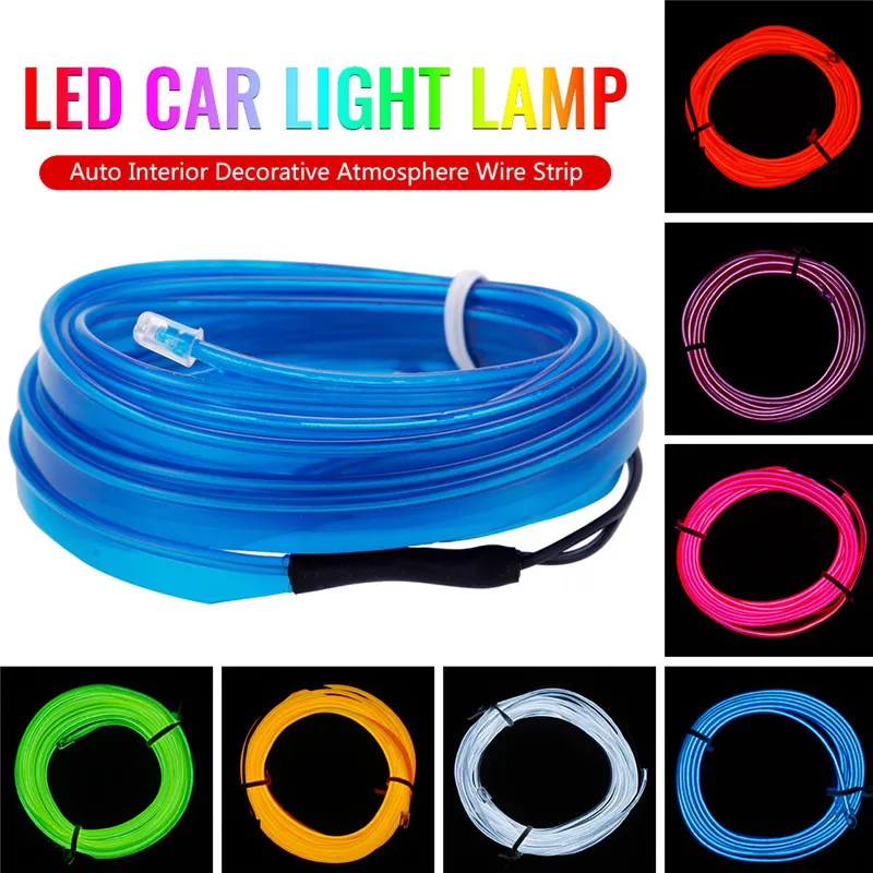 New 1M 12V LED Car Light Lamp Flexible Auto Interior Decorative Atmosphere Wire Strip Cold LED Light Fit all DC 12V Cars