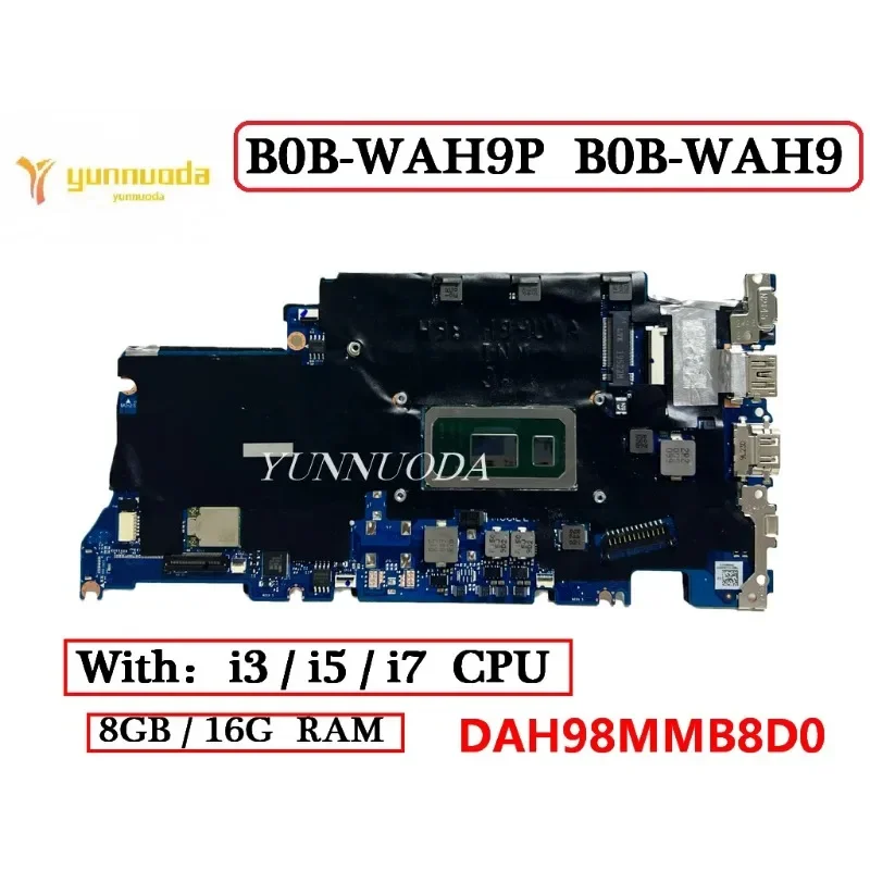 DAH98MMB8D0 Huawei Matebook D14 D15 BoB-WAH9P BoB-WAH9 노트북 마더보드(i3 i5 i7 10 th CPU 8G RAM 포함) 100% 테스트됨