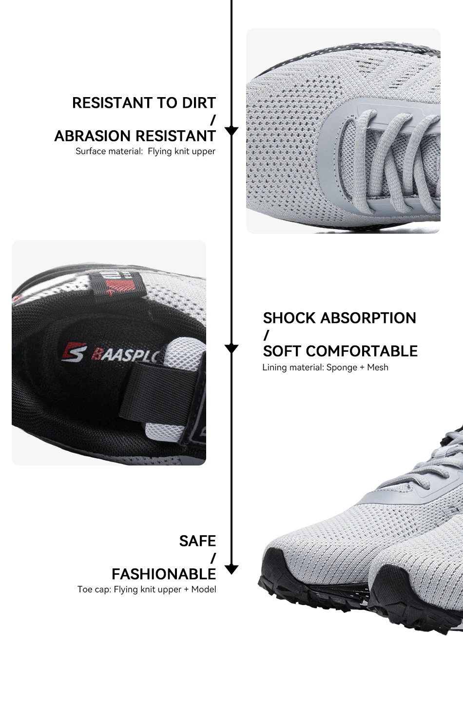 Description Picture 5 of itemBaasploa Men Running Shoes Lightweight Sneakers Designer Sneaker Male Breathable Tennis Shoe Non Slip New Sport Shoes