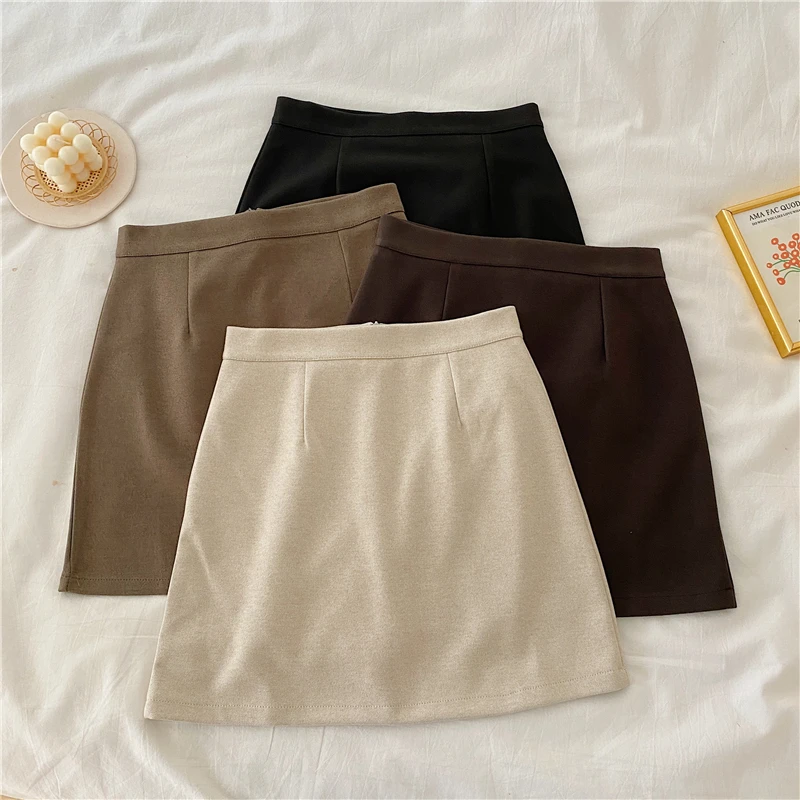 Estilo de Rua Acima do Joelho Saias Femininas Puro A-line Sexy Prevalente Diário Minimalista Ulzzang Queda Básico Preppy bf Mais Novo Ins Roupas 4 Computers & Electronics