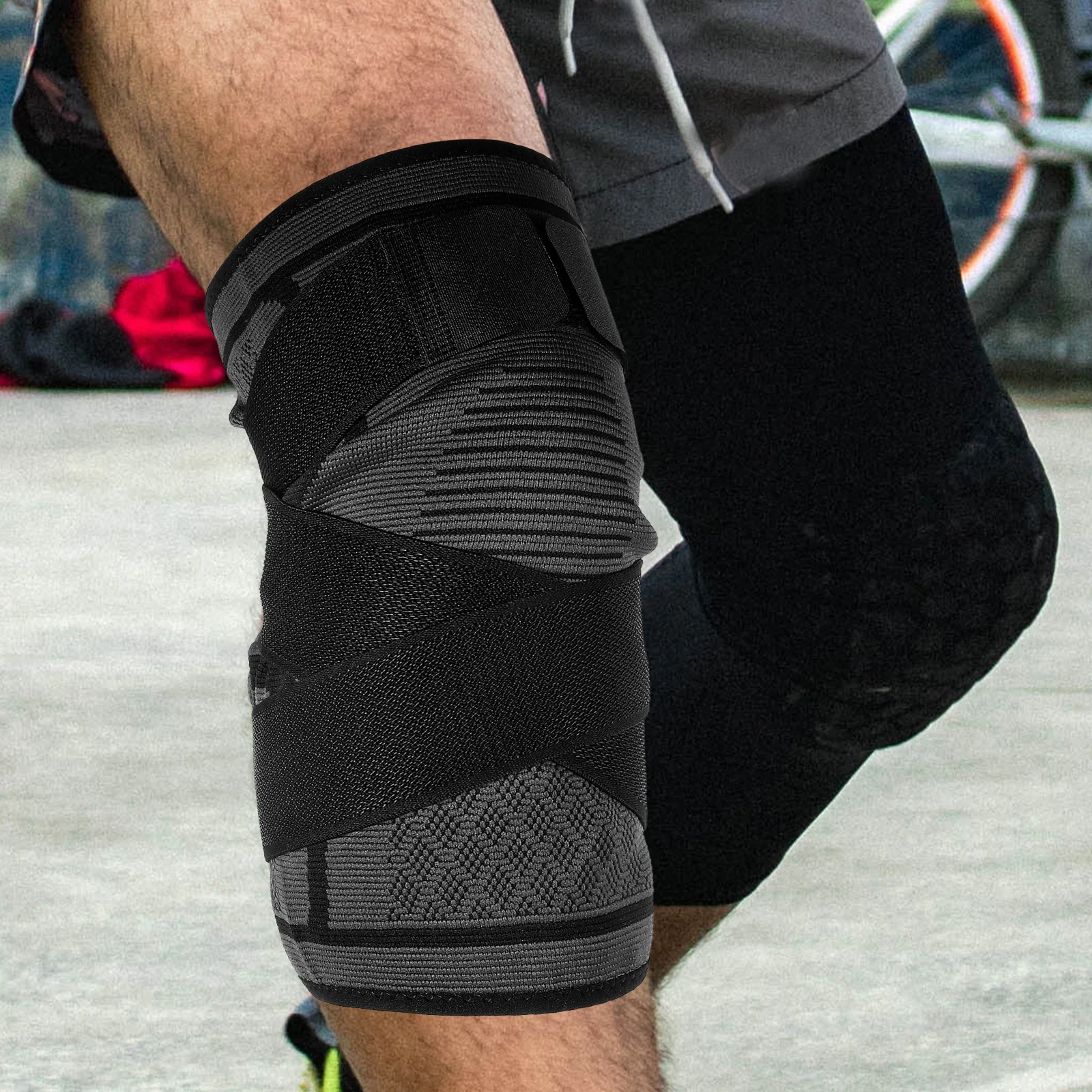 

Lace-up Nylon Knee Pads Protector Brace Riding Warm Sleeve Support Keep Breathable