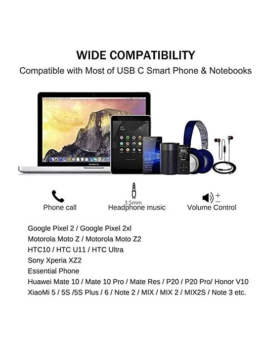USB C - 3.5mm 헤드폰 잭 어댑터 타입 C 포트 오디오 Aux 케이블 동글 (아이폰 16/15/15 Plus/15 Pro/15 Pro Max/ 호환)