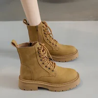 Crestar Women's Fashion Boots Retro Leather Ankle Boots Women Luxury Soft Sole Short Boots New Platform Non-slip Round Toe Boots - Image 4
