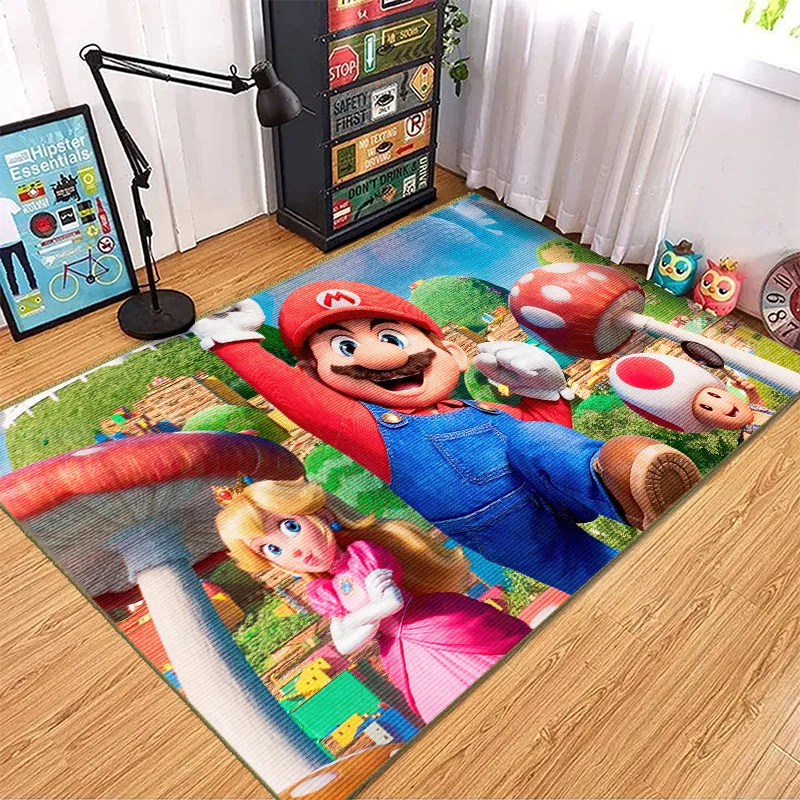 

Super Mario Bros Cartoon Carpet Anime Game Children's Bedroom Bedside Blanket Crawling Mat Home Anti-slip Carpet Decoration