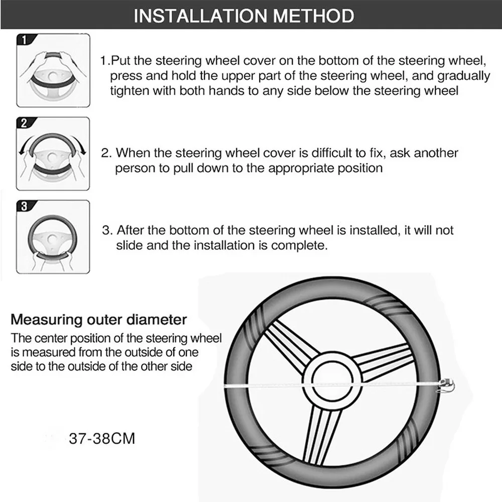 Car Steering Wheel Cover Skidproof Auto Steering-wheel Cover Anti-Slip Universal Embossing Leather Car-styling Car Accessories steering wheel cover