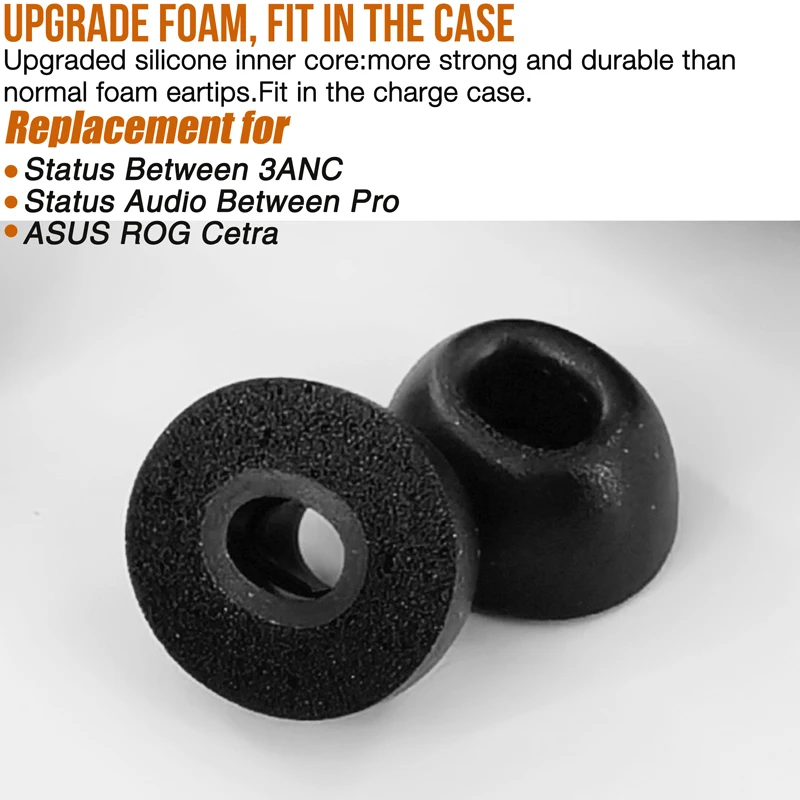 Memory Foam Eartips Replacement for Status Audio Between Pro & 3ANC / ASUS ROG Cetra True Wireless Earbuds Ear Pad