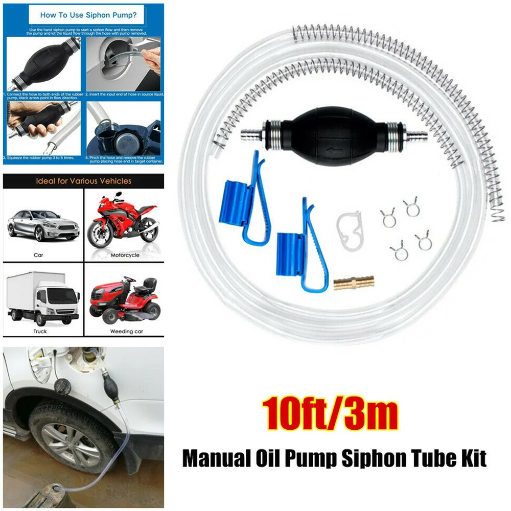 

1pcs Manual Siphon Emergency Vehicle Pump Hand Suction Pipe Pumping Durable Liquid Petrol Tuning Fuel Gasoline Diesel Pump