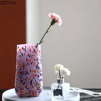 Colorful Dots Glass Vase Artificial Flower Decorative Flowers Pots Desk Decoration Hydroponics Floral Vases Room Aesthetic Decor 2