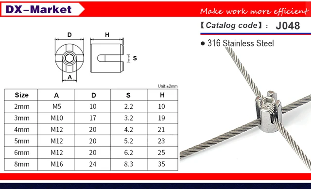 Serre-câble croisé en acier inoxydable 316, 2mm ~ 8mm, J048 - AliExpress