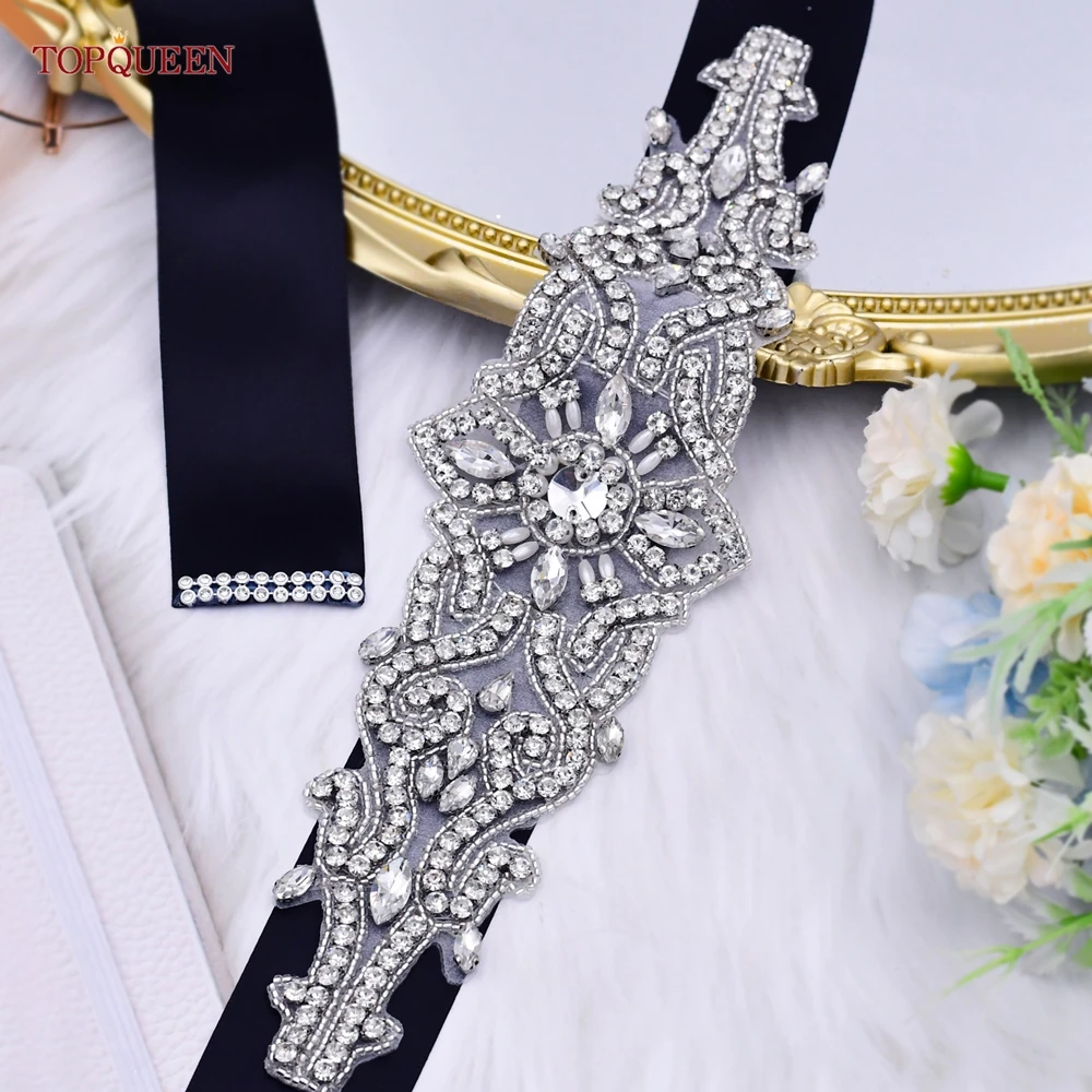 Topqueen S26 Luxe Steentjes Trouwjurken Riem Vrouwen Crystal Applique Decoratie Sparkly Voor Bruid Tailleband Bruids Sjerp