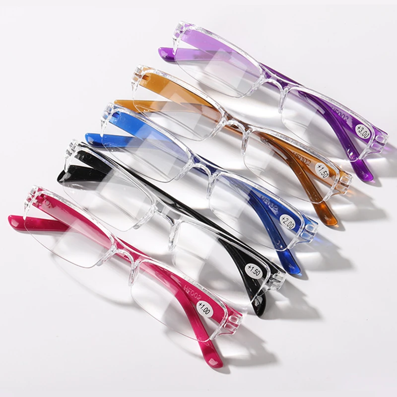 Reading Glasses Women Classic Half Frame Transparent Farsighted Eyewear