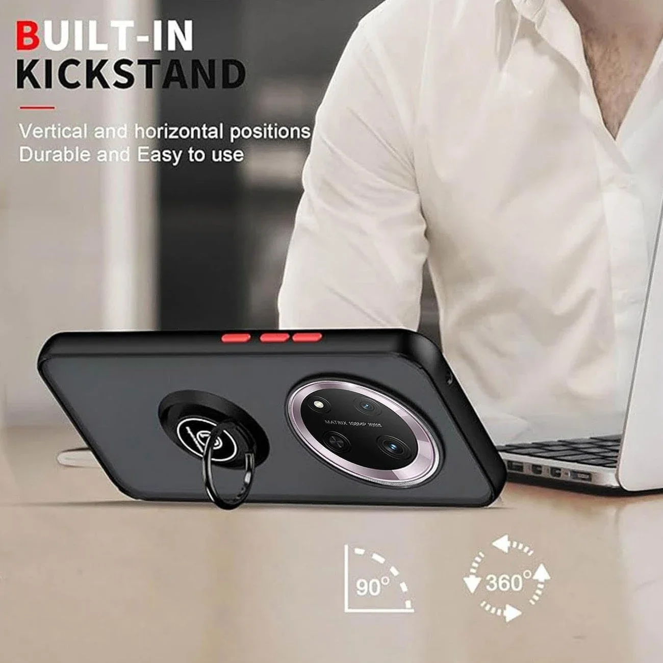 Armor Matte Shockproof Case with Magnetic Ring Stand Holder