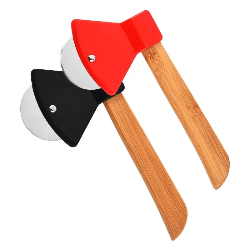 Bamboo Handle Pizza Cutter Rotating Blade Home Kitchen Cutting Tool pizza accessories Baking cutter round