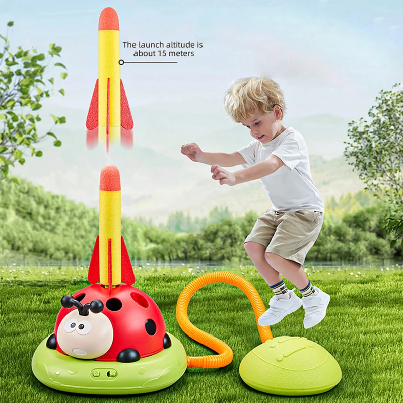 deAO 3-in-1 lieveheersbeestjes-activiteitsset, inclusief ringwerper, raketwerpen, touwspringen, veelzijdig speelgoed voor binnen en buiten, kinderen vanaf 3 jaar