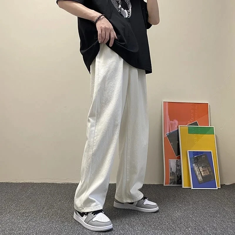 New Retro Straight Leg Wide Leg Jeans Korean Version Fashionable Men's Street Trend High-Quality Shopping Travel Loose Jeans