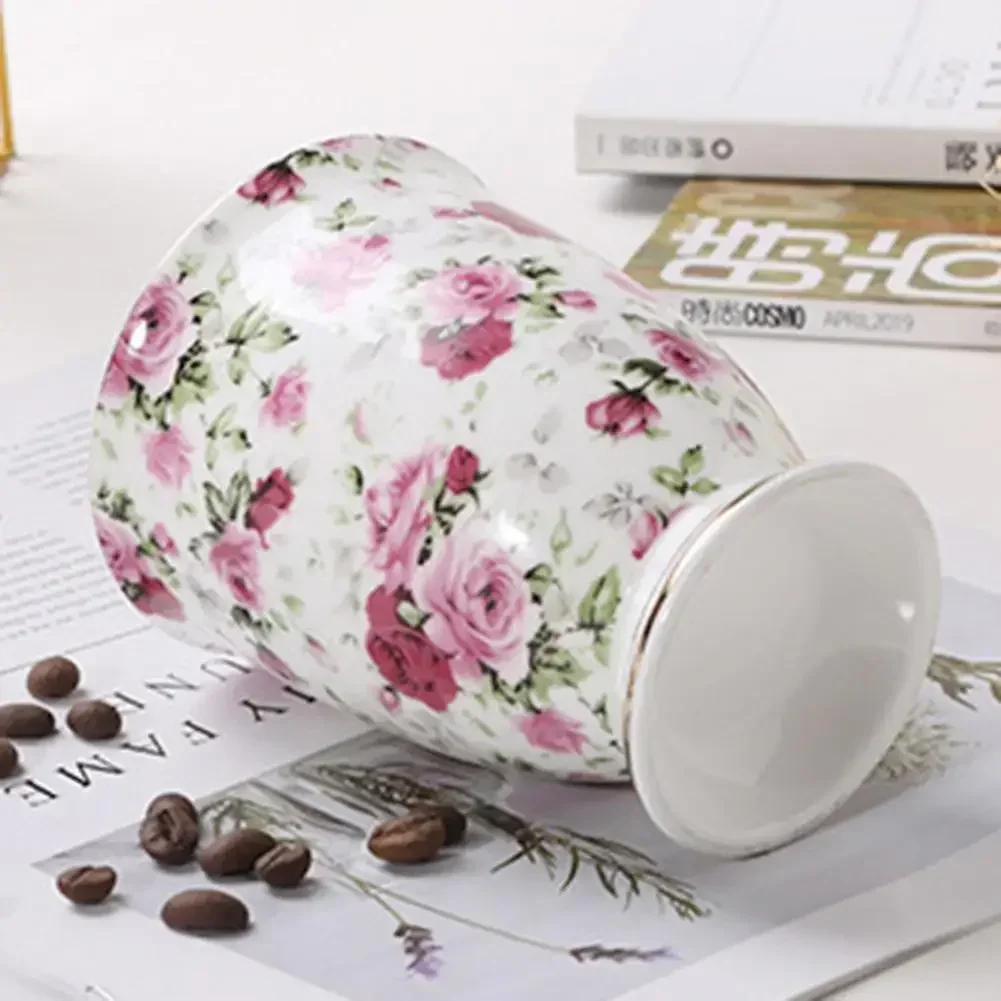 Taza Porcelana Ambiente 400ml - Diseño Floral Lily Of The Valley Blanco