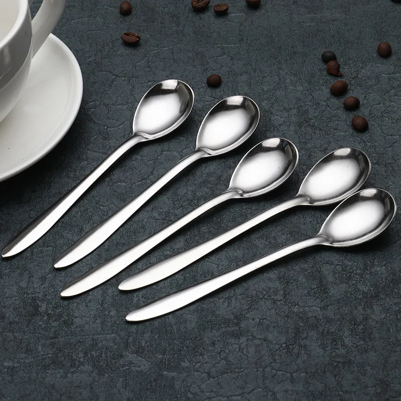 

New 5 Pcs/set Stainless Steel Household Restaurant Canteen Hotel Rice Spoon Coffee Milk Stirring Small Spoon Cake Dessert Spoon