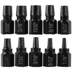 10-Piece Alloy Steel Damaged Screw Remover Set with Easy Out Drill Bits (Black)