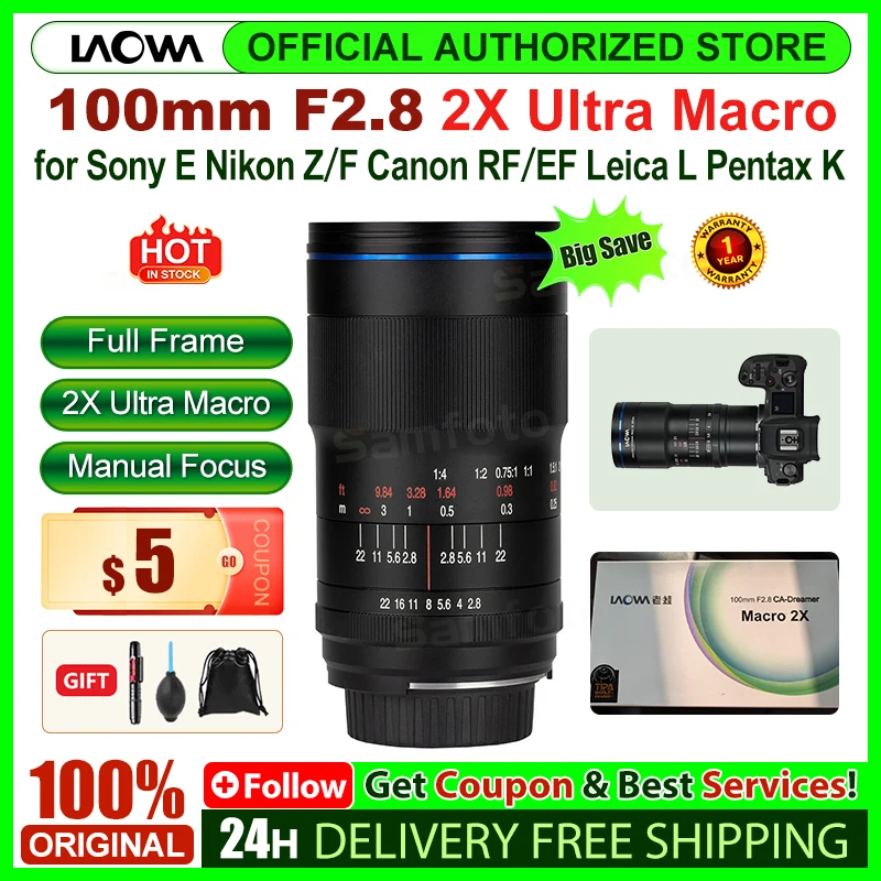 Venus Optics Laowa 100mm f/2.8 2X Ultra Macro APO Camera Lens for