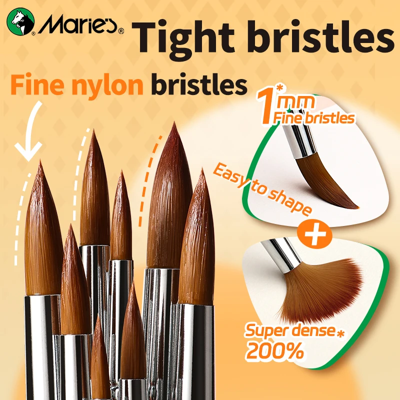 Marie's 6pcs Round Nylon Hair Paint Brushes Set,Paintbrushes for Acrylic,Oil,Paint by number,Tempera,Canvas for Students,Adults 2