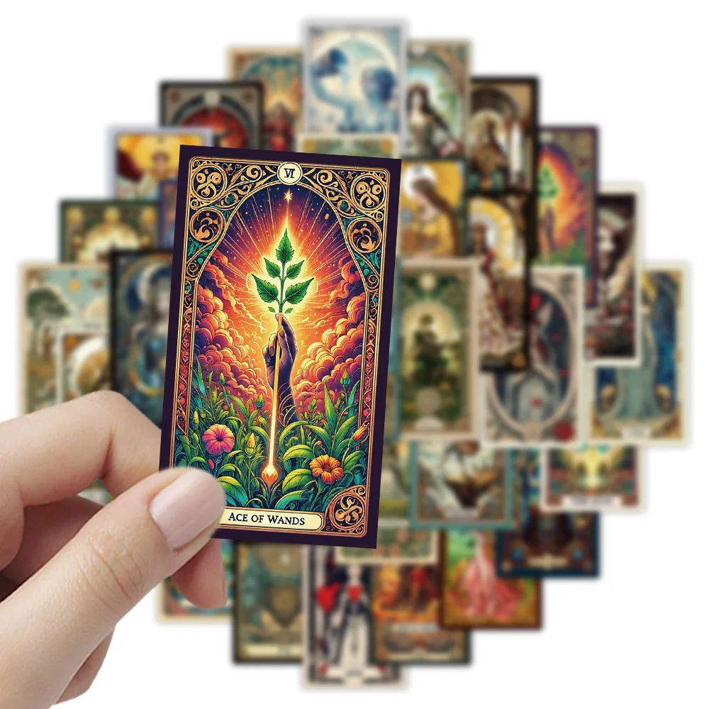 48/96개 직사각형 타로 아트 스티커, 퇴색 방지 두꺼운 재질, 휴대폰, 노트북, 기타, 헬멧, 자동차 분위기 장식 데칼