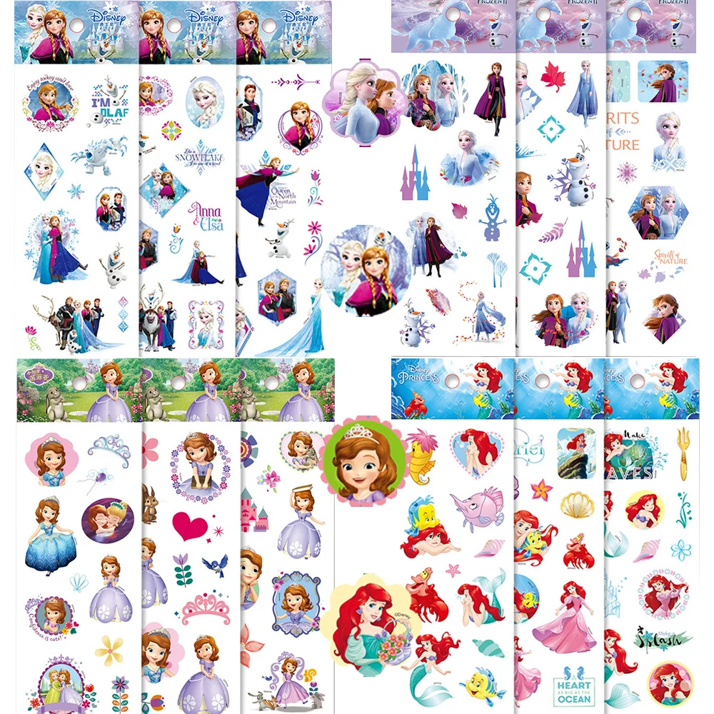 3/6/12 Fogli Disney Frozen Mickey Mouse Cartoon Stickers Toy Story Cars Sticker Scrapbooking Cancelleria Decalcomanie Decorative Per Bambini