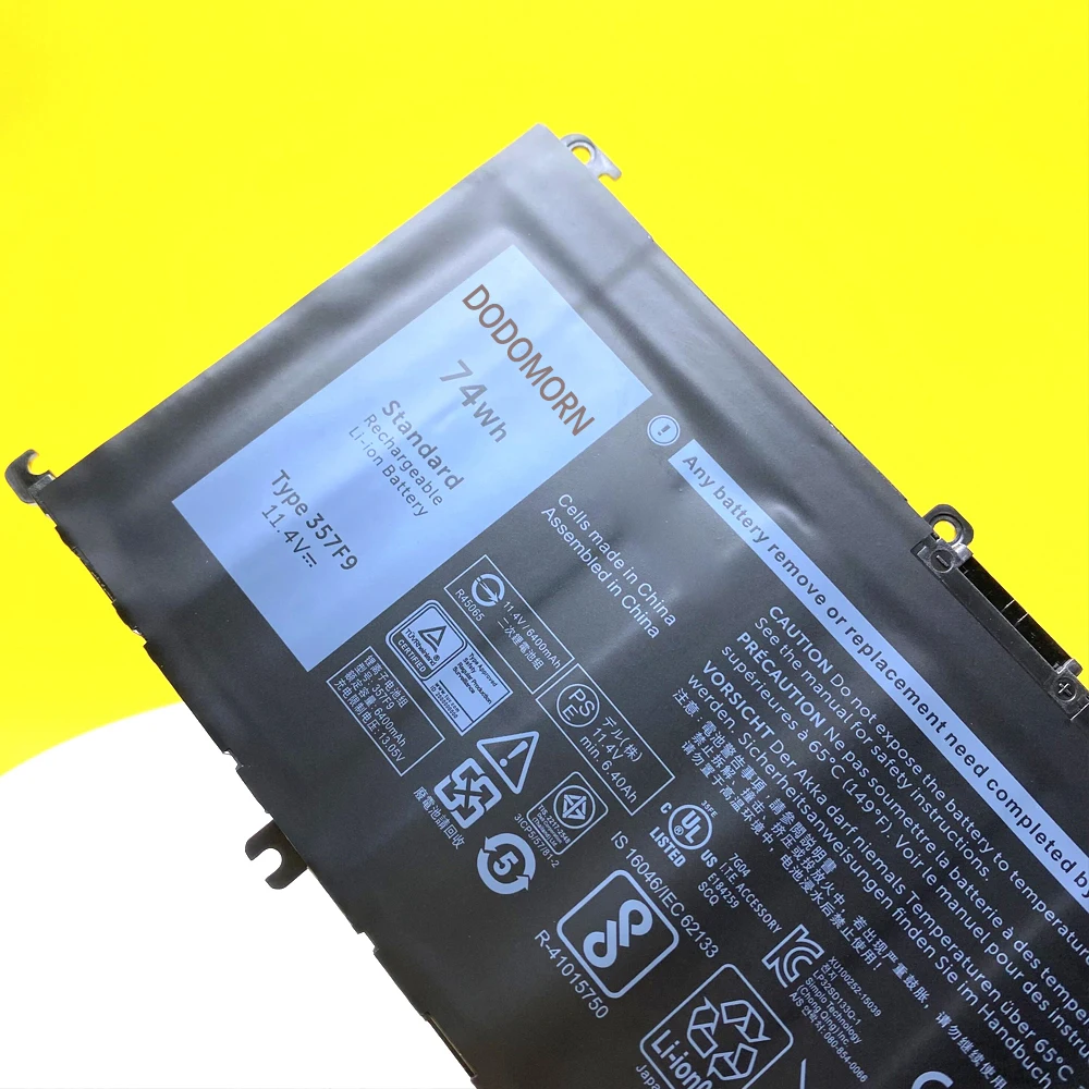 NEW 357F9 Battery For DELL Inspiron 15 Gaming 5576 5577 7566 7567 Inspiron 15 7000 Series 7557 7559 P57F P65F Laptop 74WH 11.1V