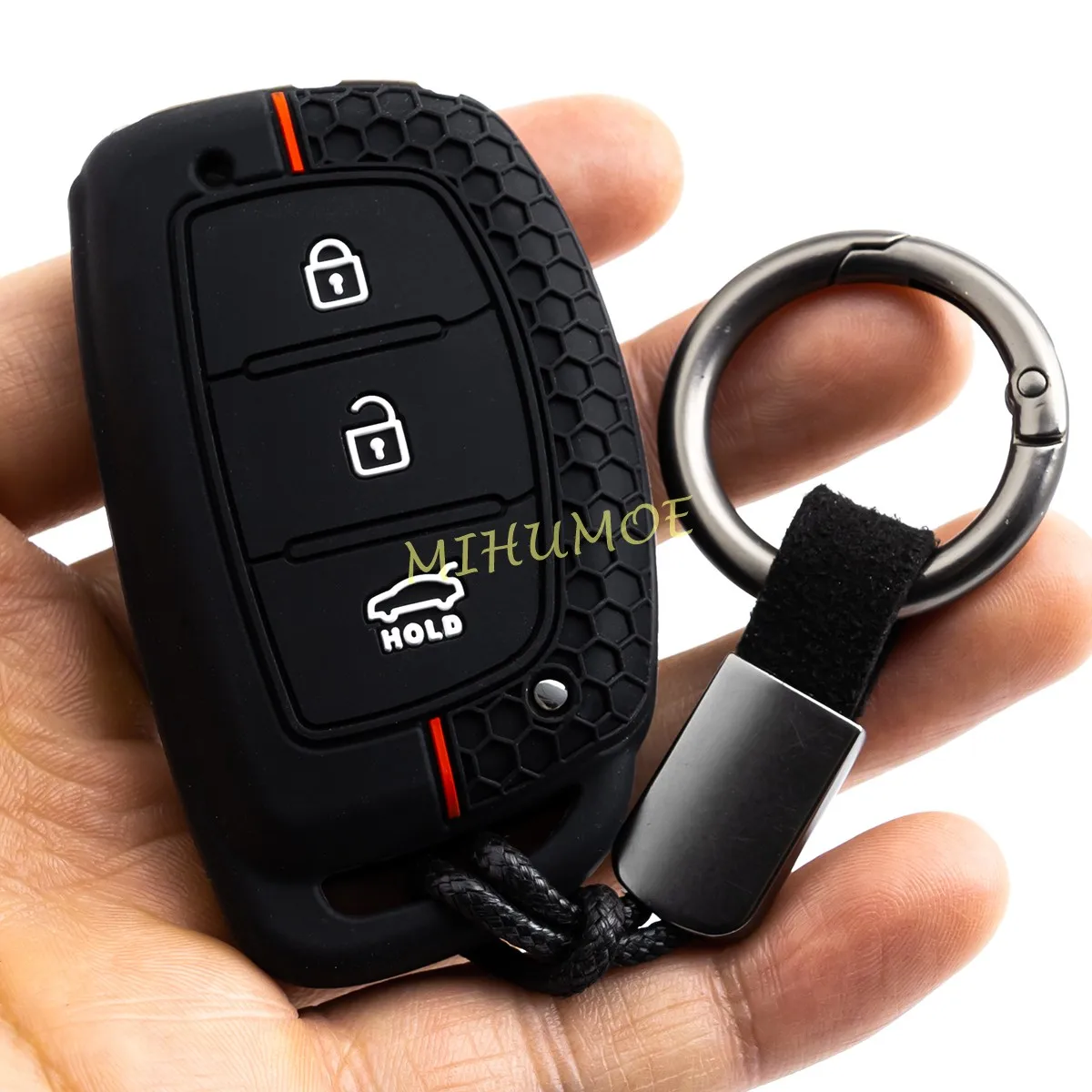 Silicone 3-Button Car Key Fob Cover & Chain