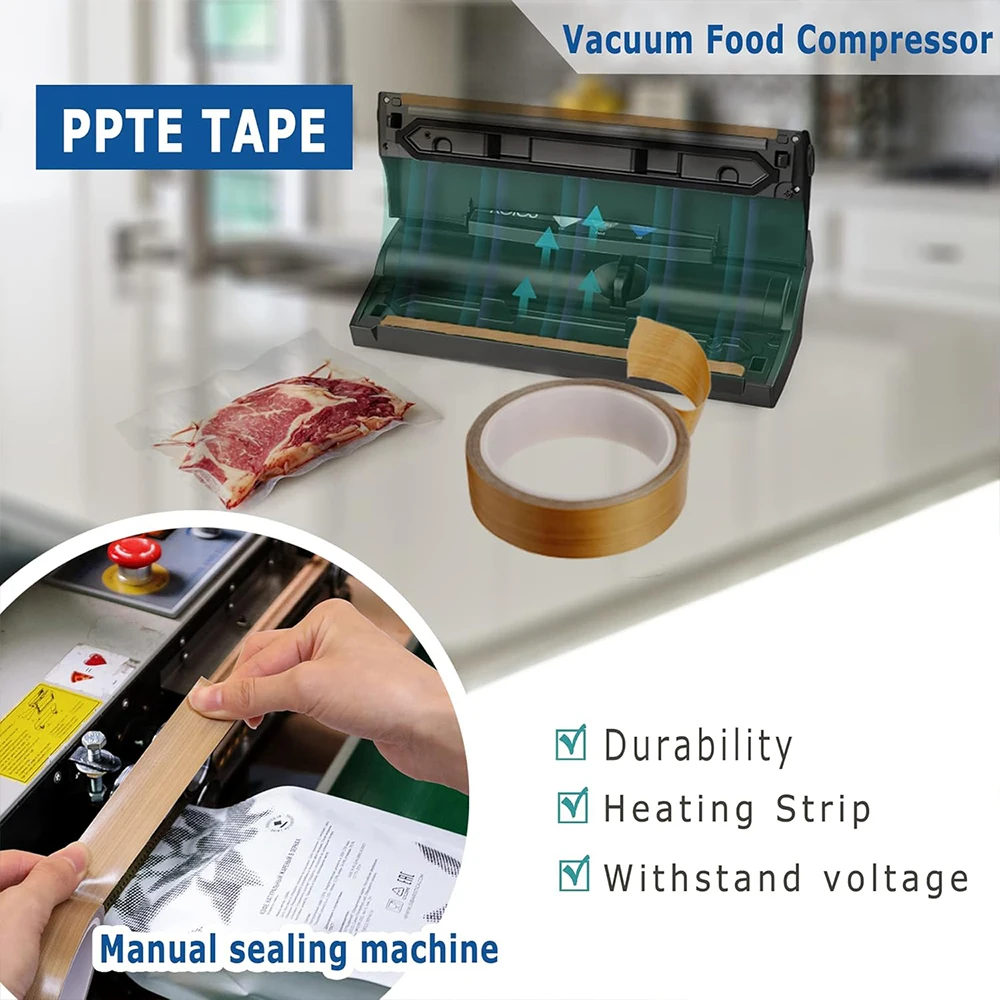 Teflon Tape/PTFE Tape for Vacuum Sealer Machine,Hand or Impulse Sealer-Suitable for FoodSaver,Seal A Meal,Weston,Cabella's,1 pcs