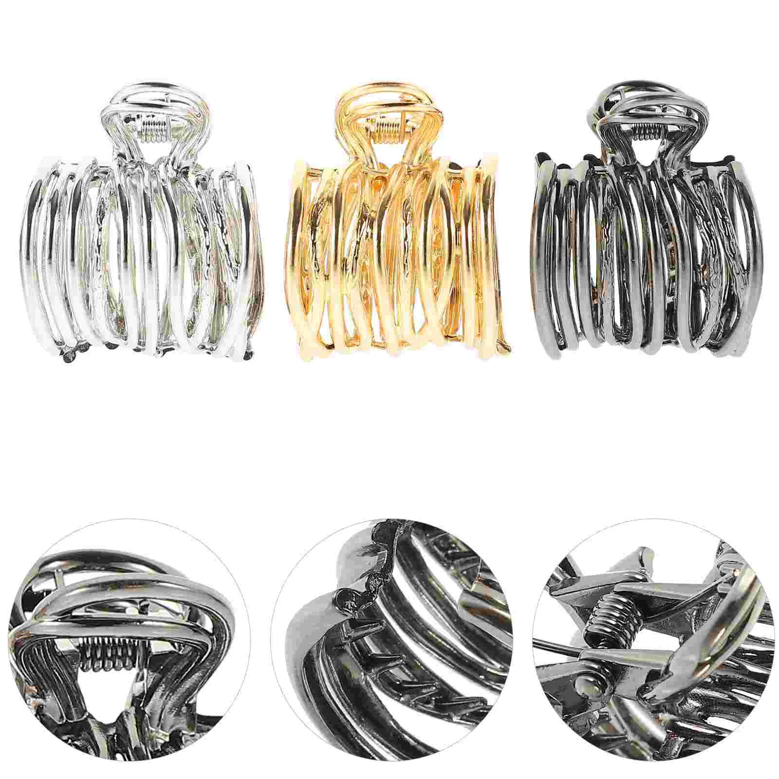 

Long Hair Accessories for Women Bun Clip Claw Ponytail Holder Metal Clips Silver