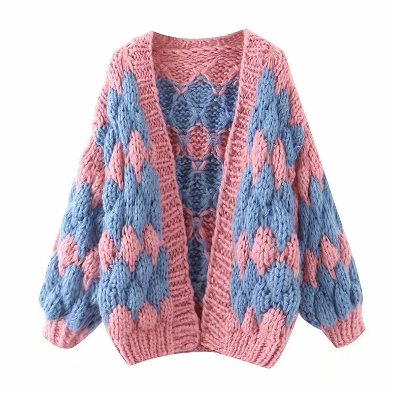 pink sweater 2021 Autumn Winter Women Casual Sweater Hairball Knitted Cardigan O-neck Long Sleeve Pink Cardigan Cute Sweaters cropped sweater