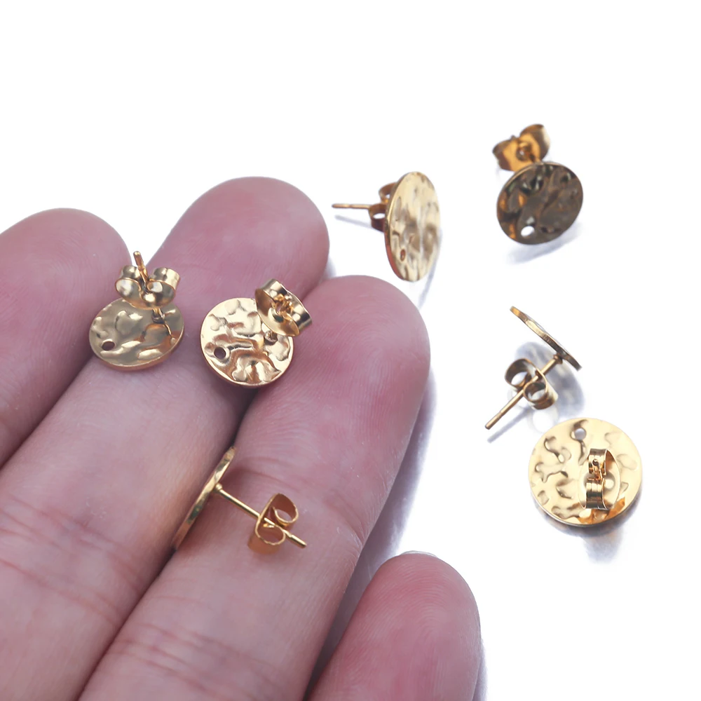 Lot De 10 Boucles D'oreilles Rondes En Acier Inoxydable Plaqué - Neuf Avec étiquettes