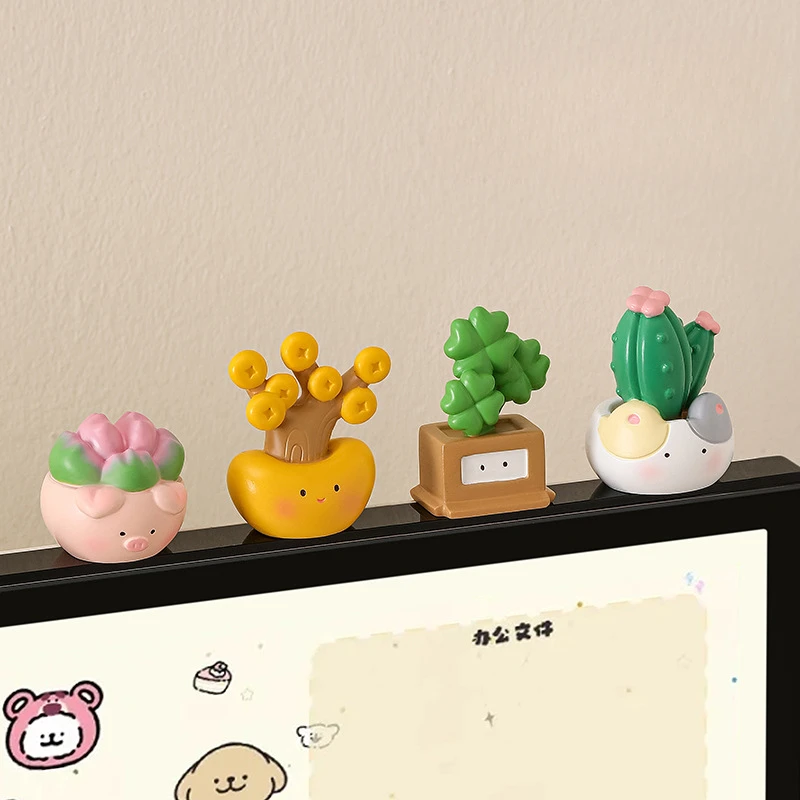 Creative Mini Resin Plant Figurines Cute Craft Lucky Plant Figurines Plant Car Accessories Decoration